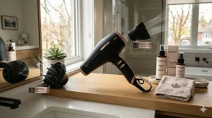 Alt text for image 4: An illustrated diagram highlighting the premium features of a high-quality professional hair dryer under $200 CAD.