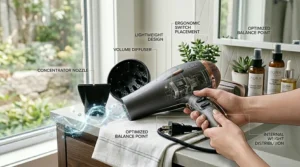 Icon showing adjustable heat settings on the hair dryer combo.