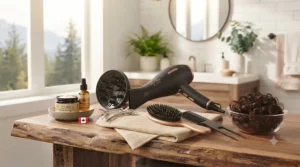 Adjustable airflow for curly hair dryer. | Flux d'air réglable pour séchoir à cheveux bouclés.
