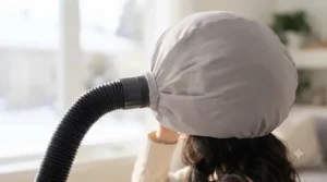 Even airflow distribution from soft bonnet hood hair dryer / Répartition uniforme de la chaleur du séchoir à casque souple