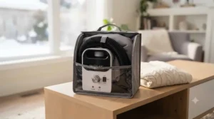 Compact, foldable design of portable hood hair dryer / Design compact et pliable du séchoir à casque portatif