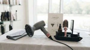 Complete hair care kit including dryer with built-in diffuser.