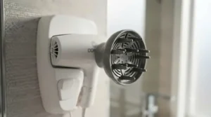 Professional hotel style wall mounted hair dryer including a styling diffuser.