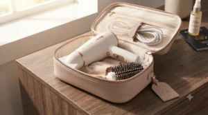 A lightweight, travel-friendly low-wattage hair dryer packed for Canadian weekend getaways and compact apartment living.