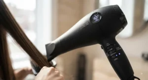 Close-up of advanced heat settings on a smoothing hair dryer designed for straight hair