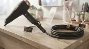 Heavy-duty salon-length power cord featured on a professional hair dryer built for daily high-volume use.