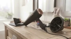 Concentrator nozzle and diffuser attachments included with a heavy-duty hair dryer for thick or curly hair.
