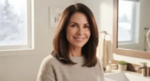 A person with shiny, healthy hair after using a low-heat hair dryer for damage protection.
