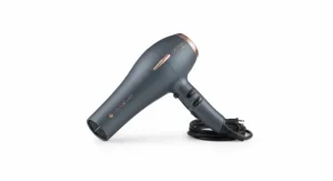 Studio shot of a lightweight ionic colour-safe hair dryer that reduces frizz and preserves hair colour vibrancy during daily styling.