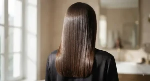 High-gloss, straight hair result after using an ionic smoothing hair dryer