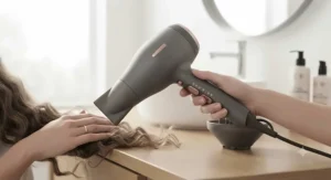 A lightweight anti-frizz hair dryer designed for curly hair and wavy textures, featuring multiple heat and speed settings.