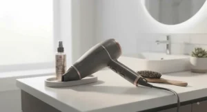 The result of using a protective hair dryer, showcasing healthy-looking hair with a natural shine.