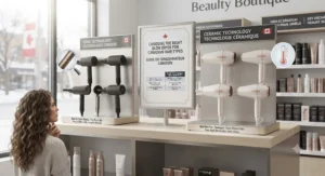 Selection of professional blow dryers displayed for Canadian consumers comparing ionic and ceramic models.