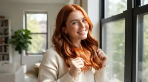 Showing vibrant, glossy brunette hair styled with a hair dryer with temperature settings for colour-treated hair