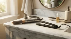 A detailed tourmaline hair dryer vs ceramic hair dryer comparison during a busy morning routine in a Toronto apartment.