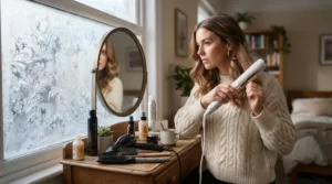 Combating winter static electricity with a tourmaline hair dryer vs ceramic hair dryer in Canada.